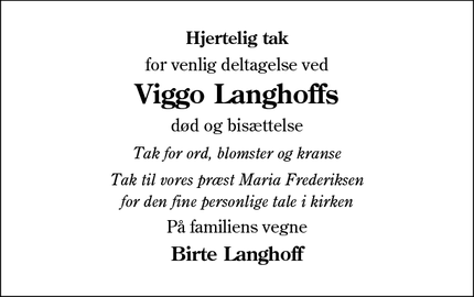 Taksigelsen for Viggo Langhoff - Sdr. Stenderup