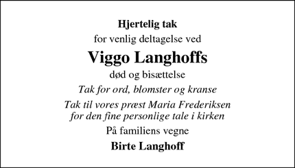 Taksigelsen for Viggo Langhoff - Sdr. Stenderup