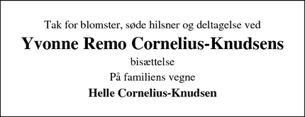 Taksigelsen for Yvonne Remo Cornelius-Knudsen - Taastrup